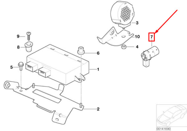 66206989105 - NEW MINI CONVERTIBLE R52 ULTRASONIC PARKING AID BLACK 2 66206989105 ORIGINAL