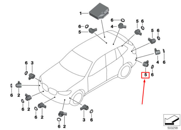 66209283754 - BMW X2 F39 PDC parking sensor 66209283754 9283754 NEW ORIGINAL