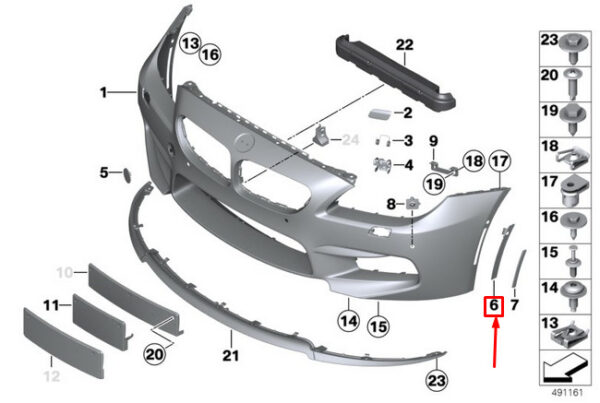 66557846462 - NEW BMW M6 COUPE F13 FRONT BUMPER RIGHT M BRACKET 66557846462 7846462 OEM