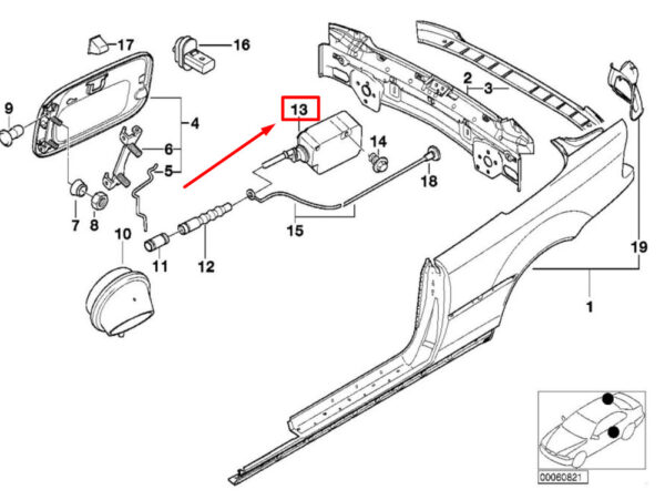 67116988090 - BMW 3 E46 fuel cap lock actuator 67116988090 6988090 NEW ORIGINAL