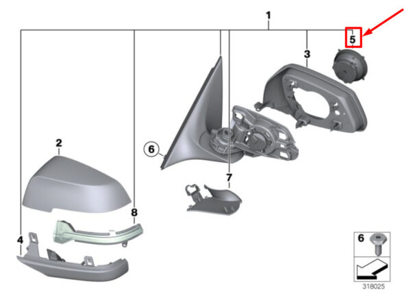 67137337844 - NEW BMW 5 F10 FRONT RIGHT DOOR MIRROR ENGINE 67137337844 7337844 ORIGINAL