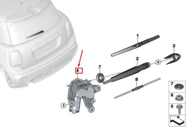 67637329850 - MINI COOPER F55 TAILGATE WIPER MOTOR 67637329850 7329850 NEW GENUINE