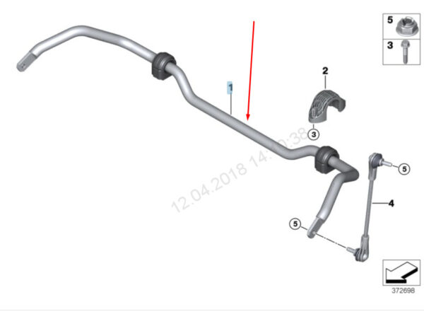 6853912 - NEW BMW 2 F45 FRONT SWAY BAR STABILIZER 31306853912 6853912 2015 OEM