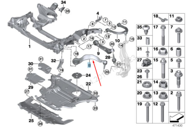 6861157 - NEW BMW 7 G11 FRONT LEFT LOWER CONTROL ARM 31106861157 6861157 2016 OEM