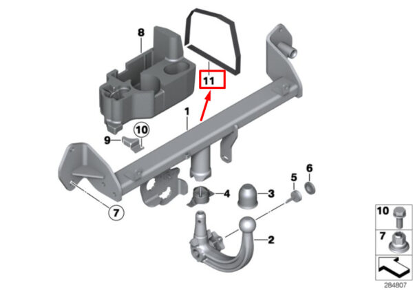 71106850352 - NEW BMW 2 CONVERTIBLE F23 HOOK/LOOP MOUNTING 71106850352 6850352 ORIGINAL