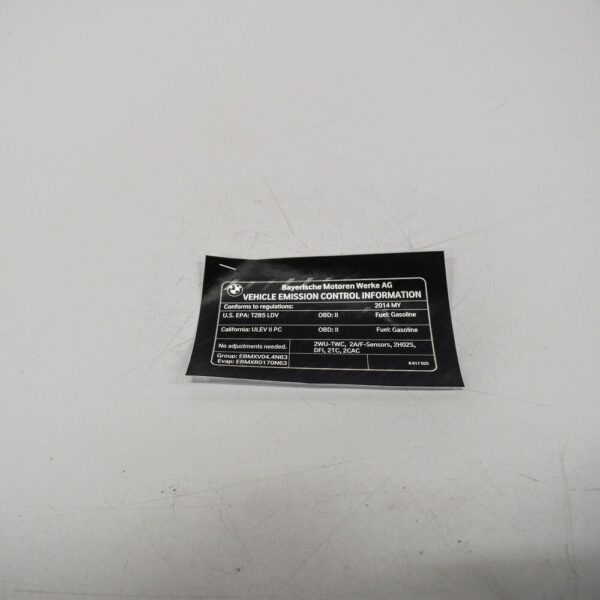 71228617025 - BMW 7 F01 Exhaust Emission Label 71228617025 8617025 NEW GENUINE