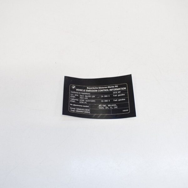 71228656087 - BMW 3 F30 exhaust emission label 71228656087 8656087 REAL NEW