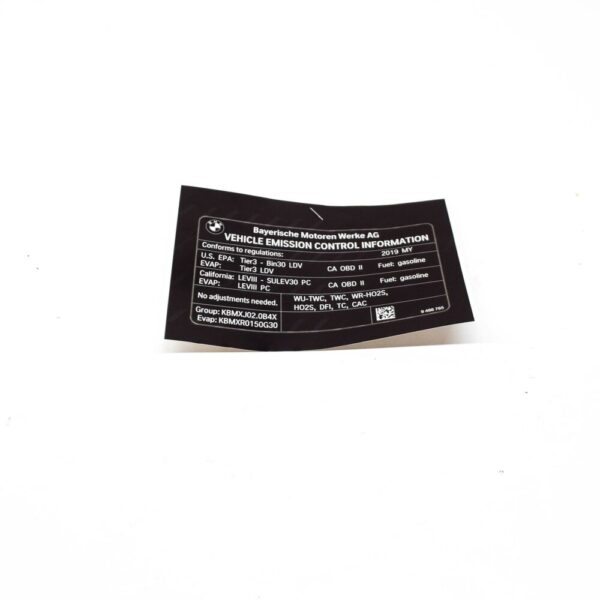 71229488765 - BMW 3 SERIES G20 EXHAUST LABEL 71229488765 NEW GENUINE