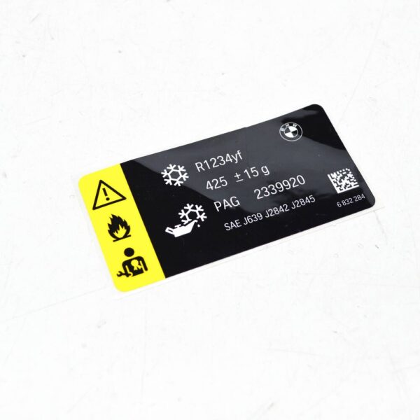 71236832284 - NEW BMW X3 F25 COOLANT AC STICKER LABEL 71236832284 ORIGINAL