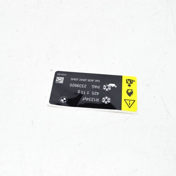 71236832284 - NEW BMW X3 F25 COOLANT AC STICKER LABEL 71236832284 ORIGINAL