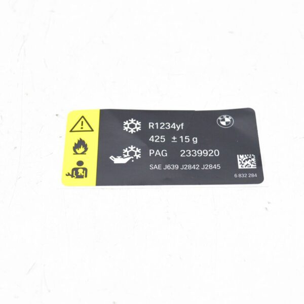71236832284 - NEW BMW X3 F25 COOLANT AC STICKER LABEL 71236832284 ORIGINAL