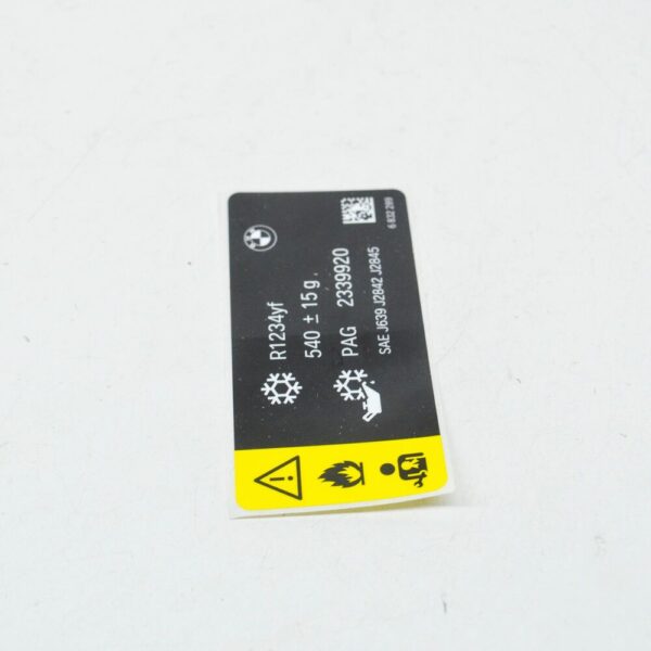 71236832289 - NEW BMW 2 CABRIO F23 COOLANT LABEL 540/-10G 71236832289 6832289 ORIGINAL