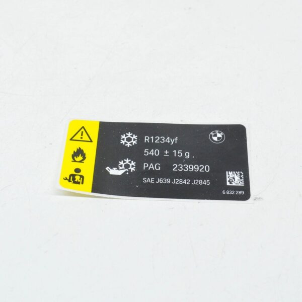 71236832289 - NEW BMW 2 CABRIO F23 COOLANT LABEL 540/-10G 71236832289 6832289 ORIGINAL