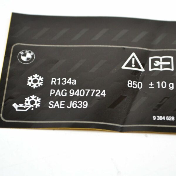 71239384628 - NEW BMW 5 GT F07 SPECIFICATIONS COOLANT LABEL 71239384628 9384628 10-18 ORIGINAL