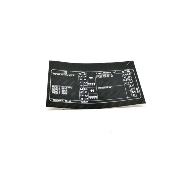 71246881938 - BMW 6 Cabrio F12 Tire Pressure Label 71246881938 NEW