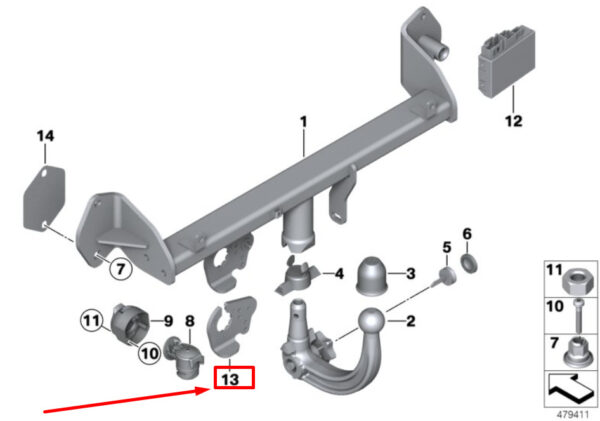 71606876237 - NEW BMW 4 F36 TRAILER TOW HITCH SOCKET HOLDER 71606876237 6876237
