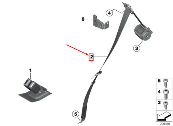 72112751403 - NEW MINI COOPER R56 REAR UPPER SEATBELT 72112751403 2751403 ORIGINAL
