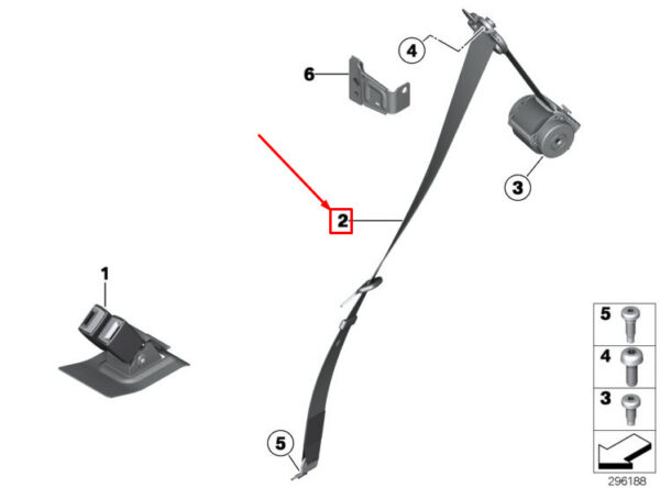 72112757689 - MINI CONVERTIBLE R57 REAR LEFT UPPER SEAT BELT 72112757689 NEW GENUINE