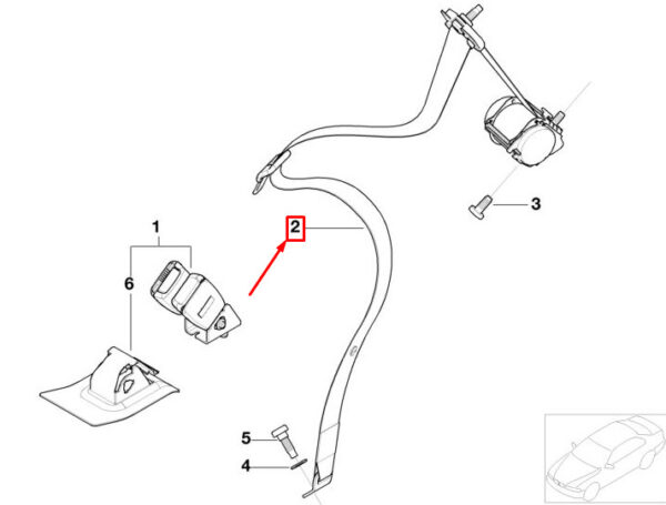 72117055964 - MINI COOPER R50, R53 REAR RIGHT UPPER SEAT BELT 72117055964 7055964