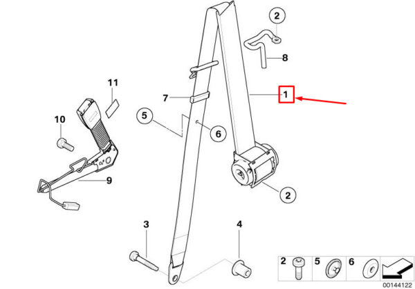72117077361 - MINI CONVERTIBLE R52 FRONT LEFT UPPER SEAT BELT 72117077361 NEW GENUINE