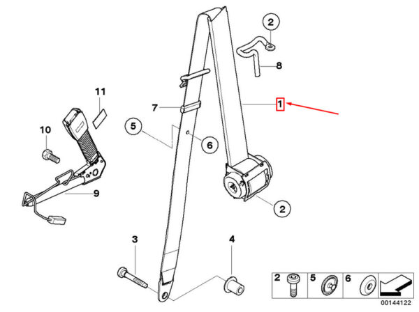 72117077373 - MINI CONVERTIBLE R52 FRONT RIGHT UPPER SEAT BELT 72117077373 NEW GENUINE
