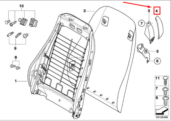 72117078056 - NEW BMW Z4 ROADSTER E85 RIGHT SAFER BELT GUIDE LOOP 7078056 72117078056 ORIGINAL