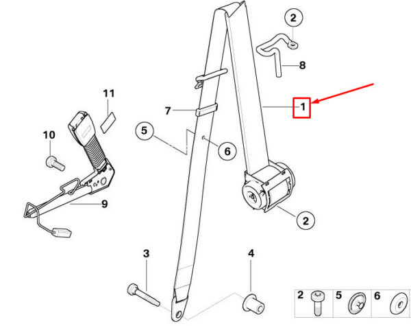 72117148213 - MINI CONVERTIBLE R52 FRONT LEFT UPPER SEAT BELT 72117148213 NEW GENUINE
