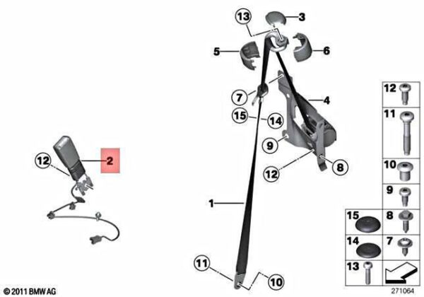 72117211592 - Genuine BMW Mini R56 R55 R57 Right Belt Tensioner 72117211592