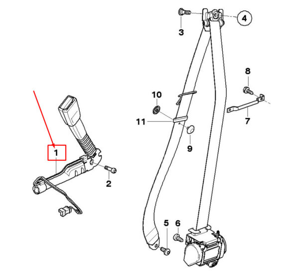 72117213563 - BMW Z4 Roadster E89 Lower Belt with Left Strap Clamp 72117213563 NEW