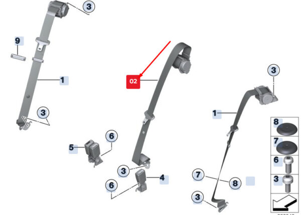 72117255763 - BMW X3 F25 Rear Centre Seatbelt 72117255763 7255763 NEW GENUINE