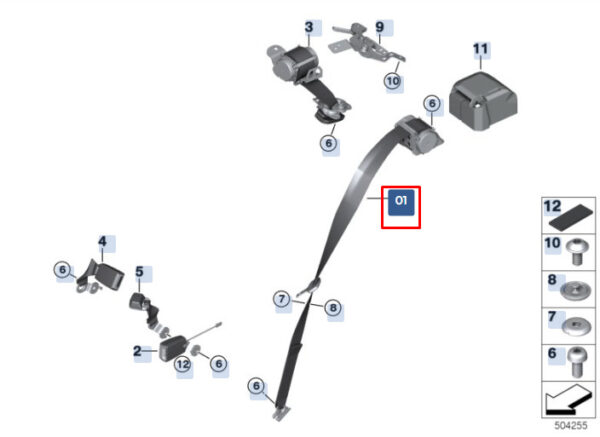 72117313378 - BMW X1 F48 Rear Right Upper Seatbelt 72117313378 7313378 NEW GENUINE