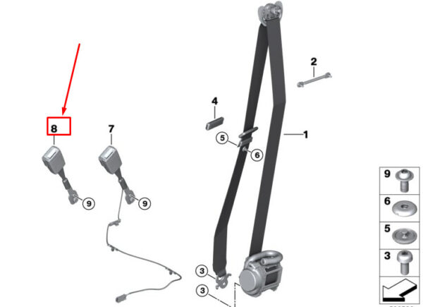 72117381361 - BMW 6 Gran Turismo G32 front seat belt lock 72117381361 NEW original
