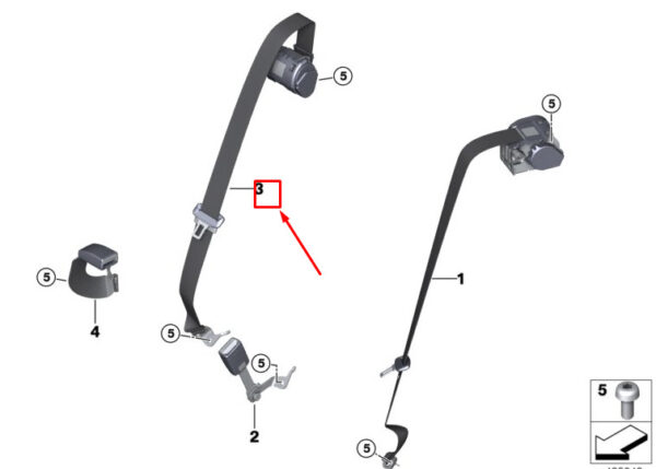 72117431256 - BMW 6 Gran Turismo G32 rear seat belt center 72117431256 new original