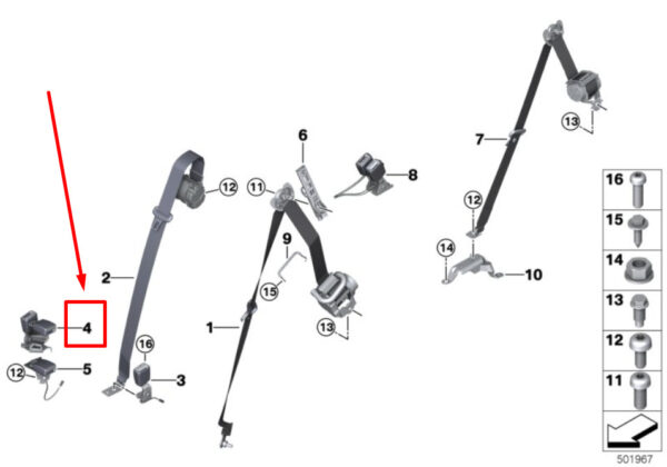 72117435672 - NEW BMW X6G06 RIGHTG SEAT TILT BELT LOCK 2nd SERIES 72117435672 7435672