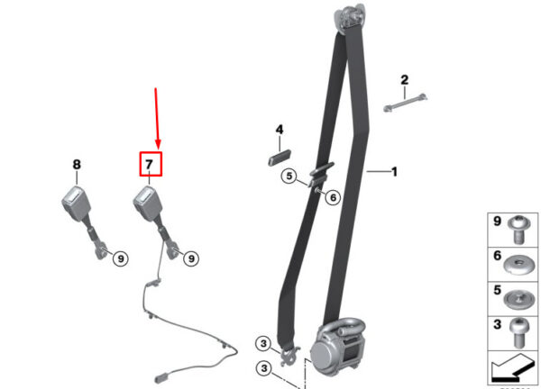 72117435894 - BMW 5 Touring G31 front seat belt lock 72117435894 NEW ORIGINAL