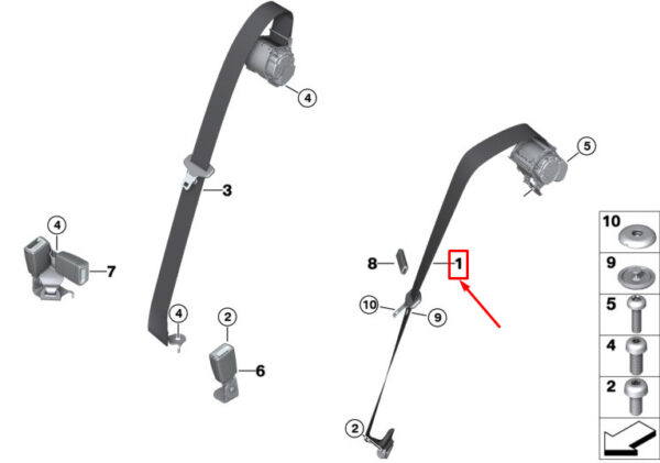 72117469979 - BMW X3 G01 Rear Seatbelt 72117469979 NEW GENUINE