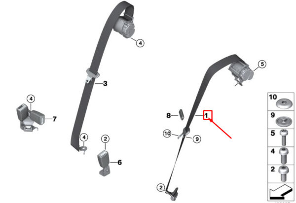 72117469997 - BMW X3 G01 Rear Left Seatbelt 72117469997 NEW GENUINE