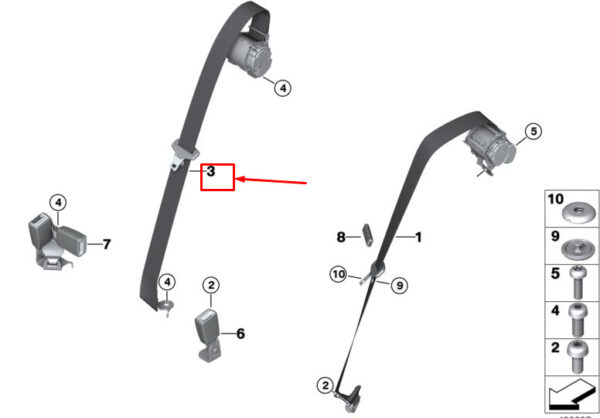 72117470251 - BMW X3 G01 Rear Middle Seatbelt 72117470251 NEW GENUINE
