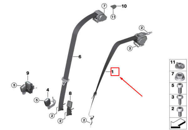 72117496263 - BMW 3 G20 Rear Left Seatbelt 72117496263 NEW GENUINE