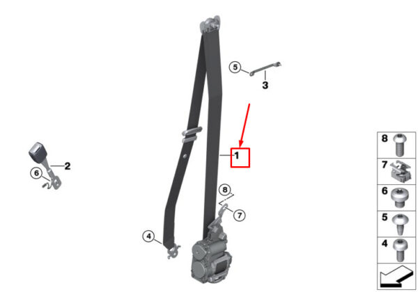 72117497849 - BMW X5 G05 seat belt front left 72117497849 NEW ORIGINAL