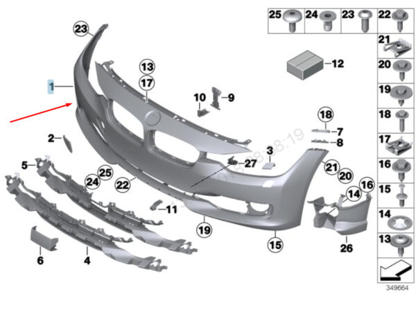 7292991 - NEW BMW 3 F30 FRONT BUMPER 51117292991 7292991 2014 OEM