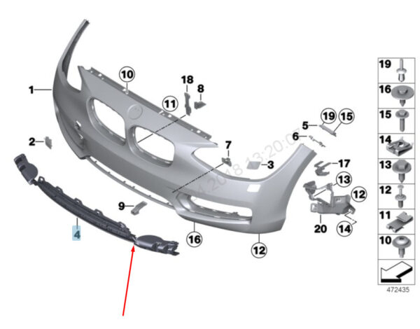7293870 - NEW BMW 2 F22 FRONT BUMPER LOWER CENTER GRILLE 51117293870 7293870 2015 OEM