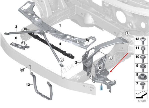 7302532 - NEW BMW 2 F45 FRONT RIGHT HEADLIGHT BRACKET 51647302532 7302532 2015 OEM