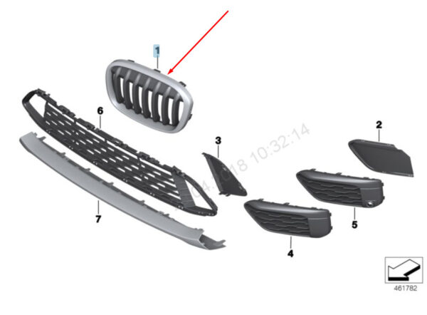 7354824 - NEW BMW X1 F48 RADIATOR RIGHT GRILLE 51137354824 7354824 2015 OEM