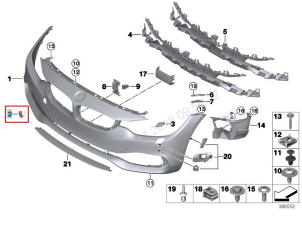 7363392 - NEW BMW 4 F36 FRONT BUMPER TOW EYE HOOK COVER 51117363392 7363392 2016 OEM
