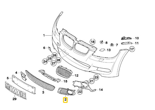 8041181 - New BMW 3 Series E92 E93 M Sport Front Bumper Left Fog Grill 8041181
