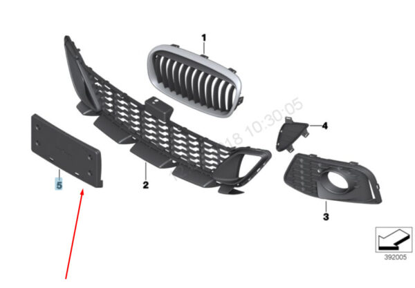 8057897 - NEW BMW 2 F45 FRONT BUMPER LICENSE PLATE HOLDER 51118057897 8057897 2015 OEM