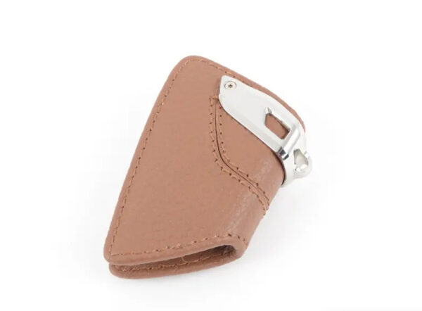 82292408818 - NEW BMW KEY CASE WITH STAINLESS STEEL CLIP SADDLE BROWN 82292408818 16-20 ORIGINAL