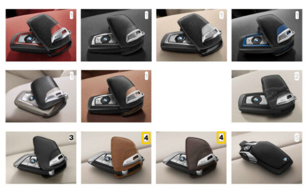 82292408818 - NEW BMW KEY CASE WITH STAINLESS STEEL CLIP SADDLE BROWN 82292408818 16-20 ORIGINAL