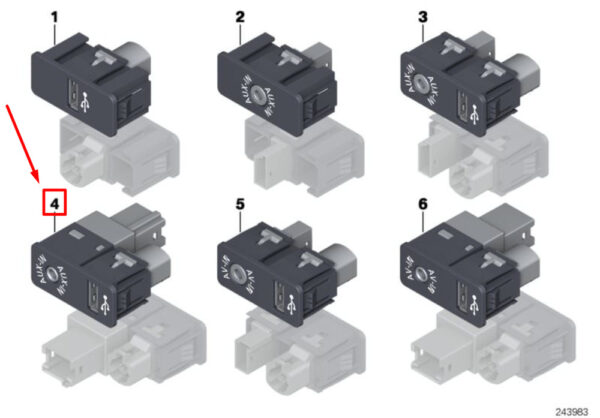 84109229247 - MINI COOPER R56 USB and AUX Input Female 84109229247 NEW GENUINE